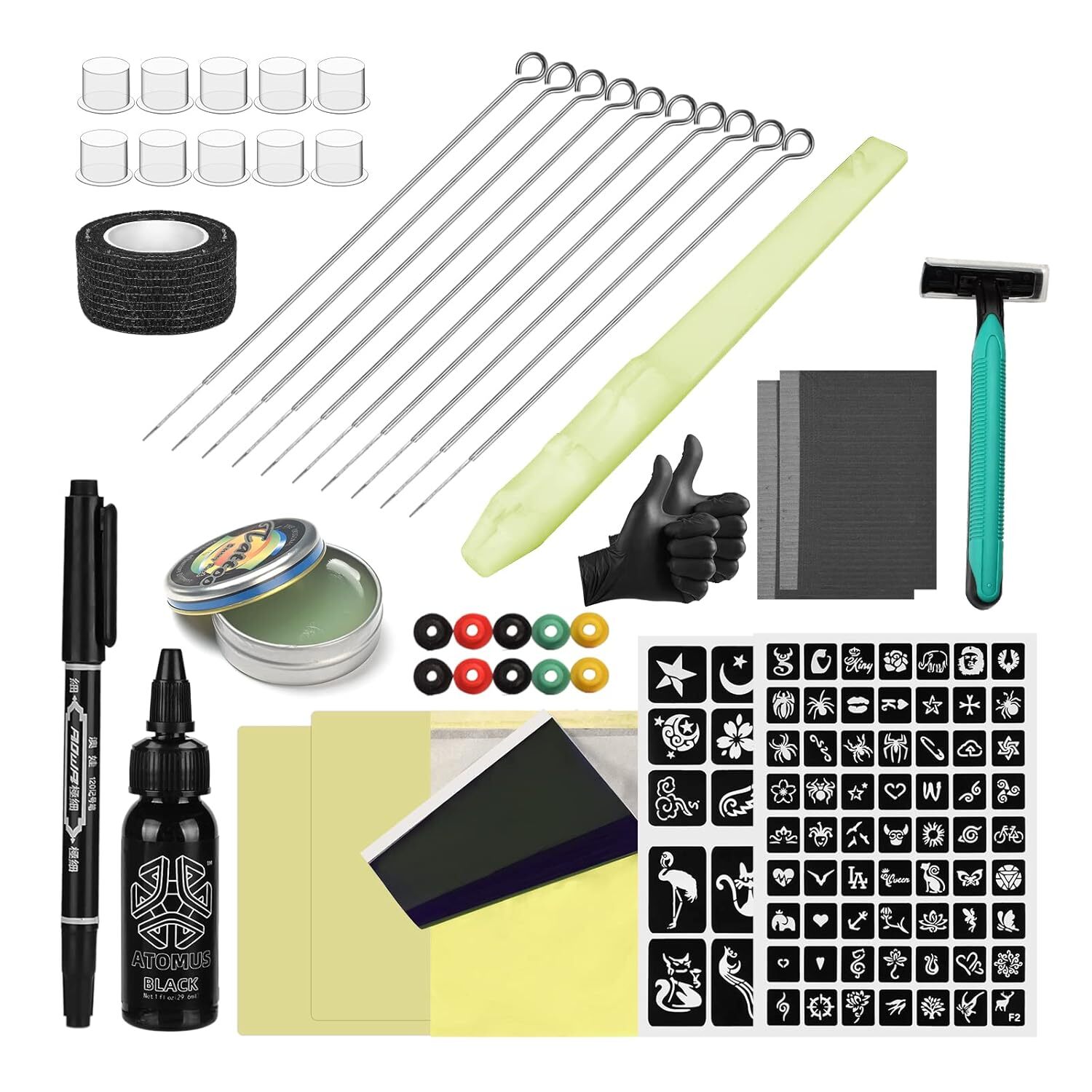 Tattoo Kit, ATOMUS Stick Manual Pen Kit Home Multicolor