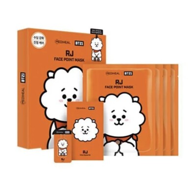 BTS BT21 Mediheal Face Point Mask RJ (Soothing & Calming) w/ Postcard & Bookmark