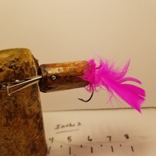 Cedar Wood Hand Made Fishing Vintage Inspired Topwater Lure Natural Neon Pink 