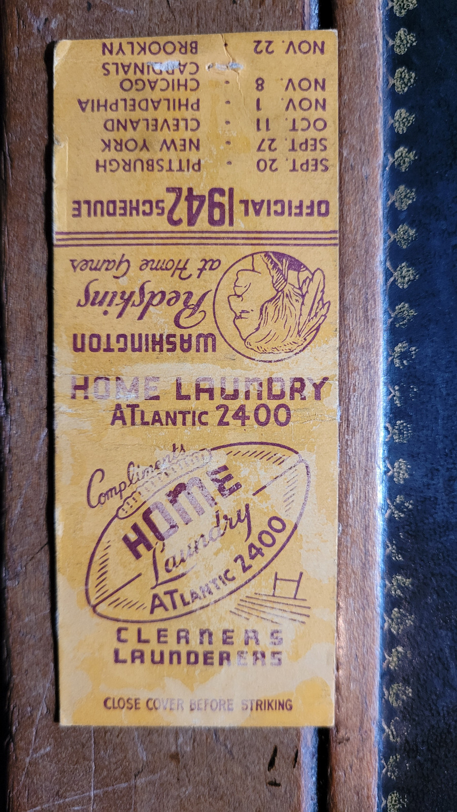 1942-washington-redskins-football-schedule-match-cover-matchbook-ebay