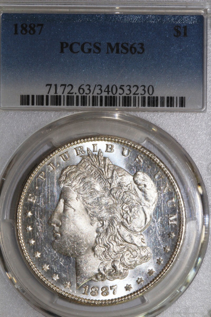 1887-P Semi Proof Like Morgan Silver Dollar Grades PCGS MS 63
