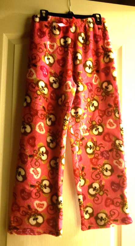 Monkey Hearts Pajama Pants Size 10/12 EUC  Valentine's Girls 