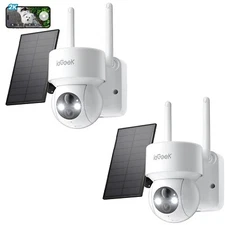 2PCS ieGeek Wireless Outdoor Solar Security Camera PTZ Home Battery CCTV System