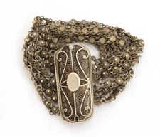 Sterling Berber Bracelet Filigree Clasp with 6 Chains 7.25 x 1.75"