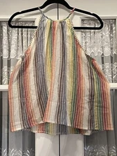 For The Republic Shirt Women's Small Rainbow Top Multi-Colored Striped Shirt