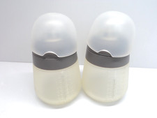 2-Pack Nanob b  Silicone Baby Bottles Natural Feel - Gray 9oz with Lids