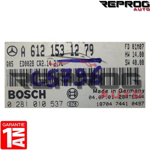 CALCULATEUR VIERGE MERCEDES E270 CDI A6121531279 0281010537 BOSCH EDC15C6 - Picture 2 of 2