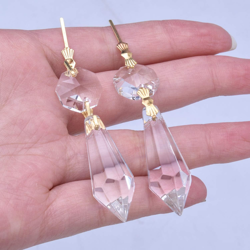 20 Pcs Clear Crystal Chandelier Icicle Prisms Replacement Parts for Lamp Decore - Picture 3 of 12