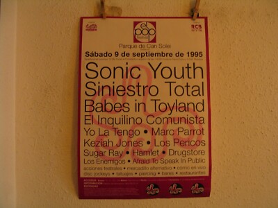 SONIC YOUTH BABES IN TOYLAND YO LA TENGO ORIG POSTER TOUR 1995 BADALONA 22X16´´