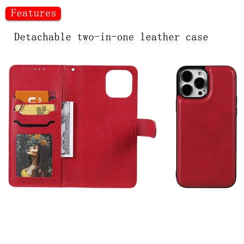 For iPhone 13 12 11 X XR SE 8 7 6s Magnetic Detachable Wallet Leather Case Cover - Picture 40 of 43