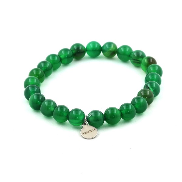 Steine Und MinéRaux. Armband Perlen Achat GrüN 8 Mm. Made IN Frankreich-image