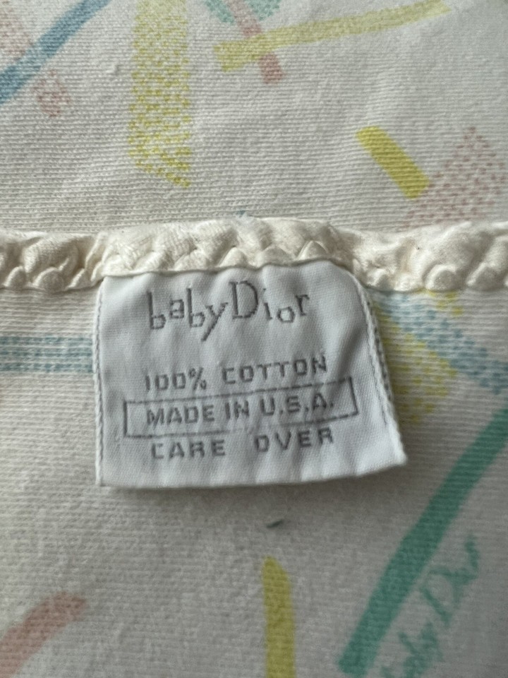 Dior Baby Blanket Spell Out Logo Ivory Trim Pastel Designer USA CLEAN