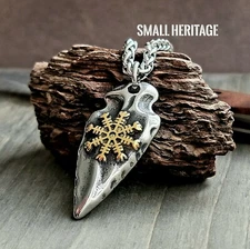 Viking Spear Necklace Stainless Steel Pendant Odin Gungnir Vegvisir Amulet Men