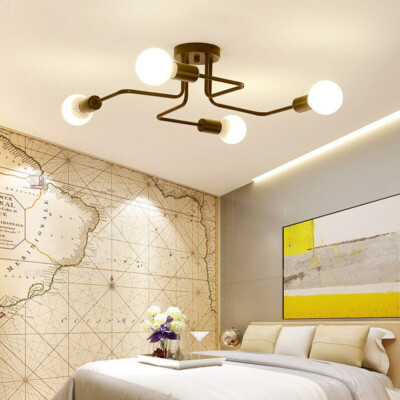 4-Light Ceiling Light Fixture LED Flush Mount Sputnik Chandelier Lighting Home