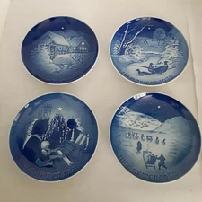 Vintage Copenhagen B&G 1970s Collector Christmas Plates set of 4 