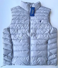 Polo Ralph Lauren Winter Puffer Vest Insulated Water Resistant Gray Men’s Large
