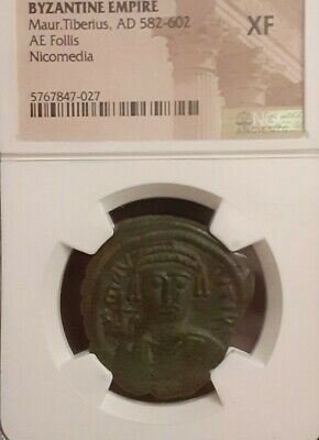 Maurice Tiberius Ae Follis 5 602 Ad Nicomedia Mint Byzantine Empire Ngc Xf Ebay