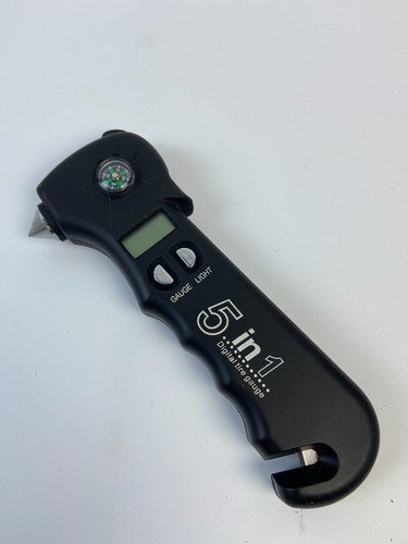 5in1 Digital Tire Pressure Gauge With Led Work Light Emergency Hammer Seat Belt 
