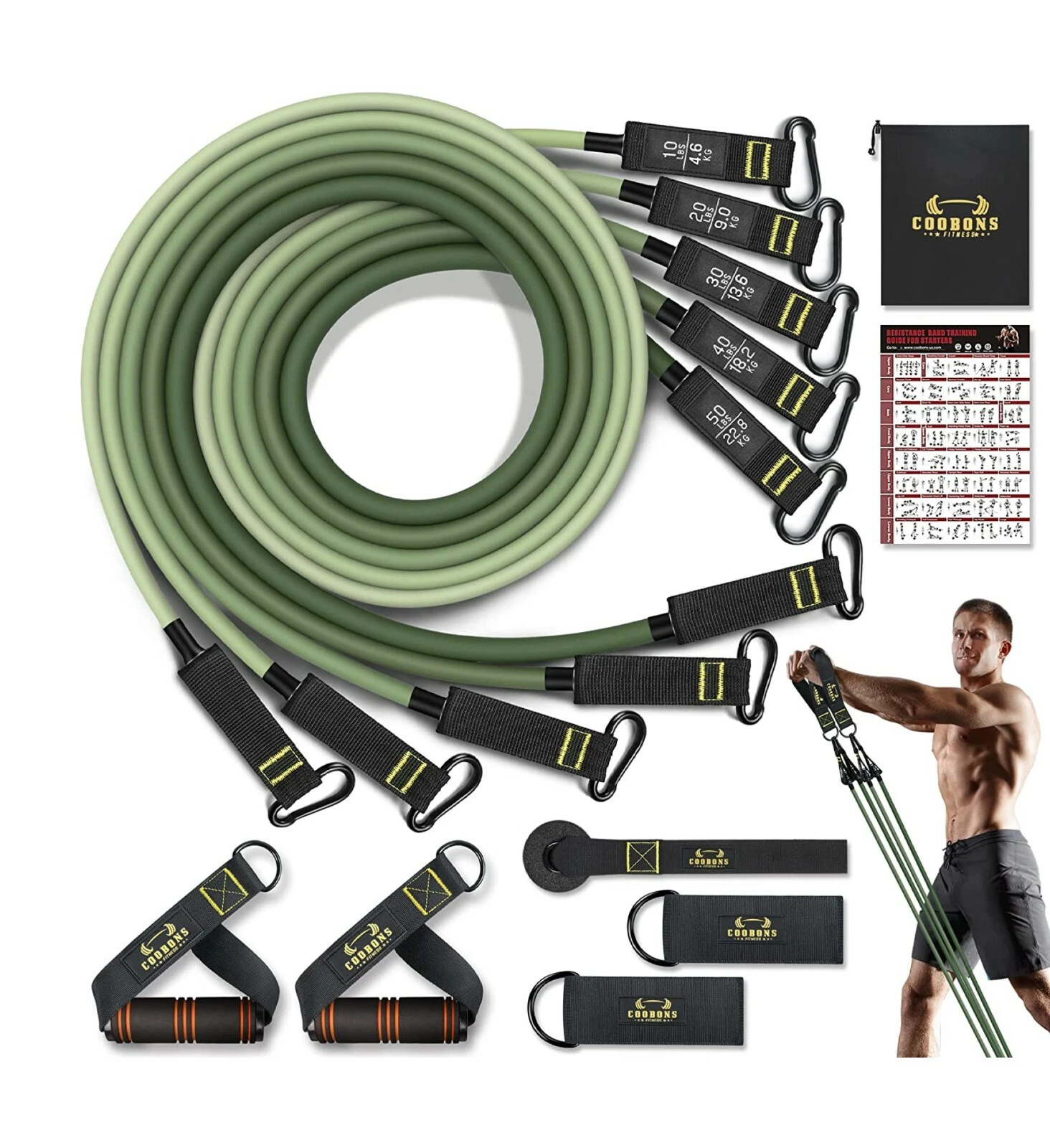 Fitness Resistance Bands Set with Handles Door AnchorBand for Men Women Workouts