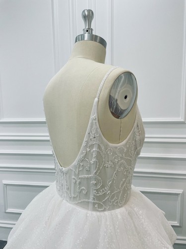 Beaded Lace Appliques, Layered Tulle Princess Bridal Gown | "Jenny" Wedding Gown - Picture 6 of 8