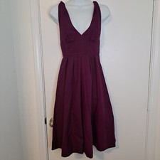 J. Crew Cotton V Neck A-Line Knee Length Maroon Dress Size 4 Cocktail 100%Cotton