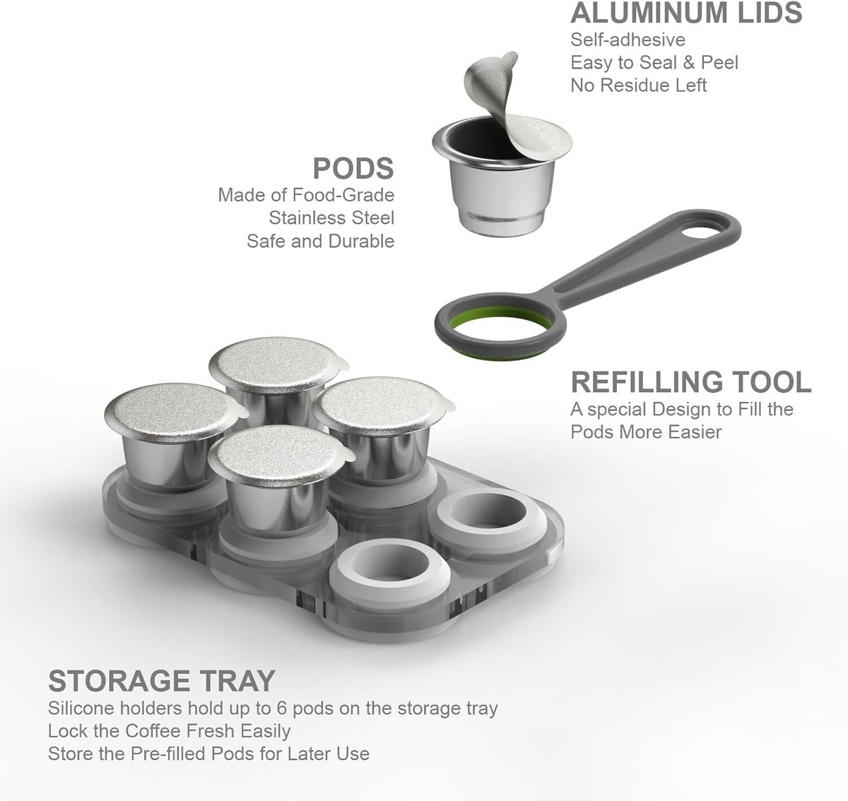 Nespresso Pods Reusable Espresso Capsules Refillable Coffee Pods