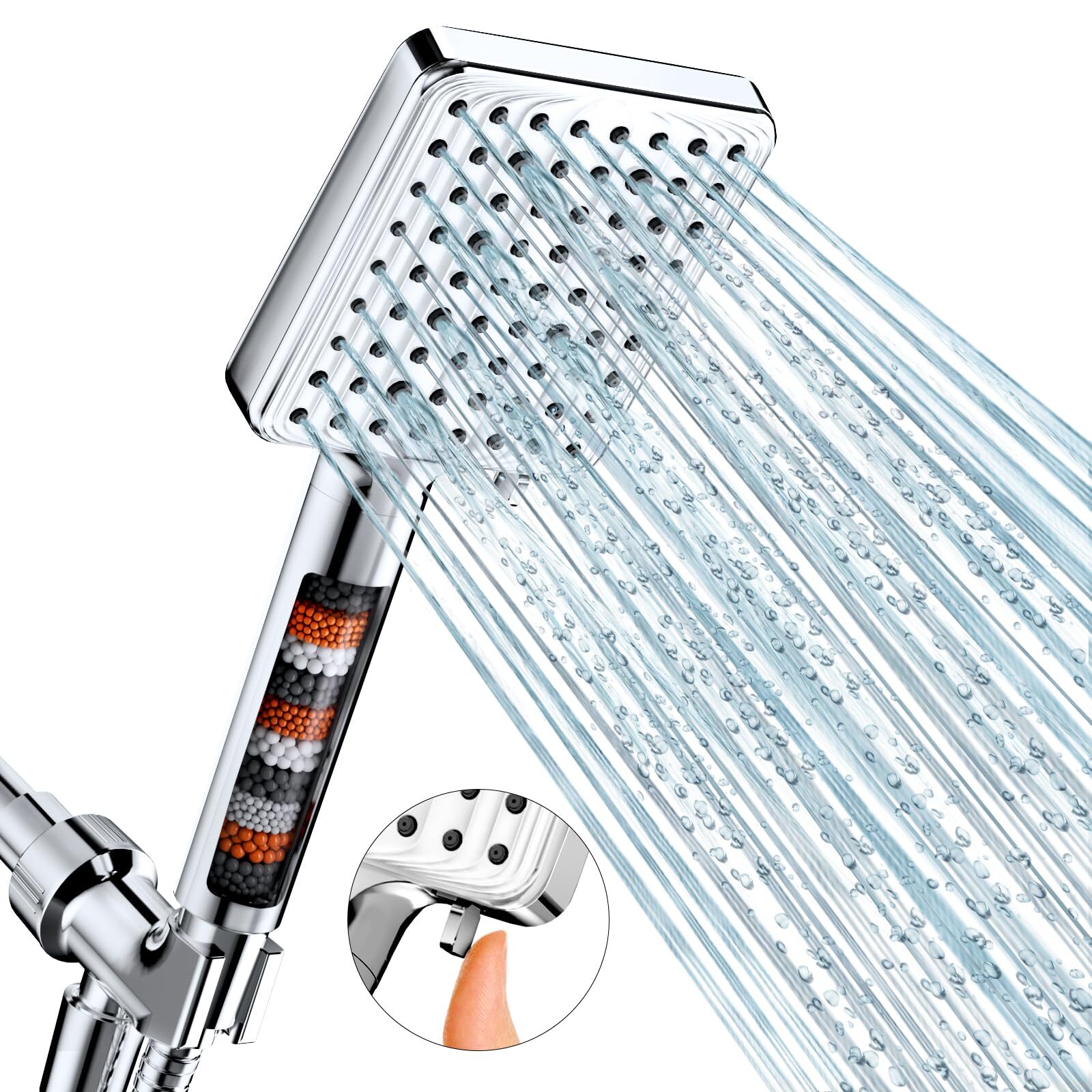 Filtered Shower Head - 6 Modes High Pressure Handheld Shower Head with Filter...