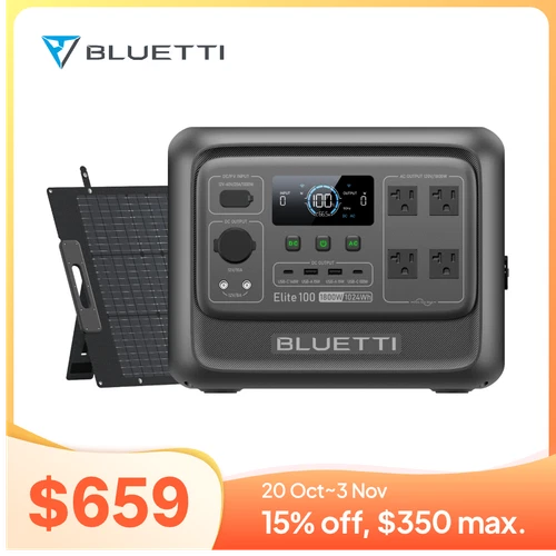 BLUETTI Elite 100 V2 1800W 1024Wh Power Station+200W Solar Kit for Outdoor