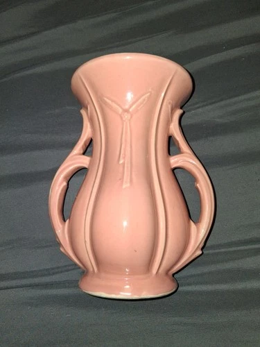 McCoy Pink Ceramic Glossy Decorative Vase Impressed Backstamp