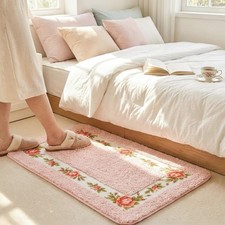 Bathroom Rugs Romantic Rose Flower Bath Rugs - Soft, Absorbent, Non-Slip 16x24in