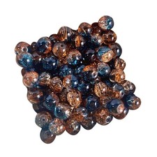 50Pcs Crushed Ice Glass Beads Multicolored Sparkling Round Beads For Bracelets