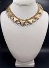 Vintage Gold Tone Chunky Chain Choker Necklace Abstract Flower Accents 16.5” Adj — photo 1