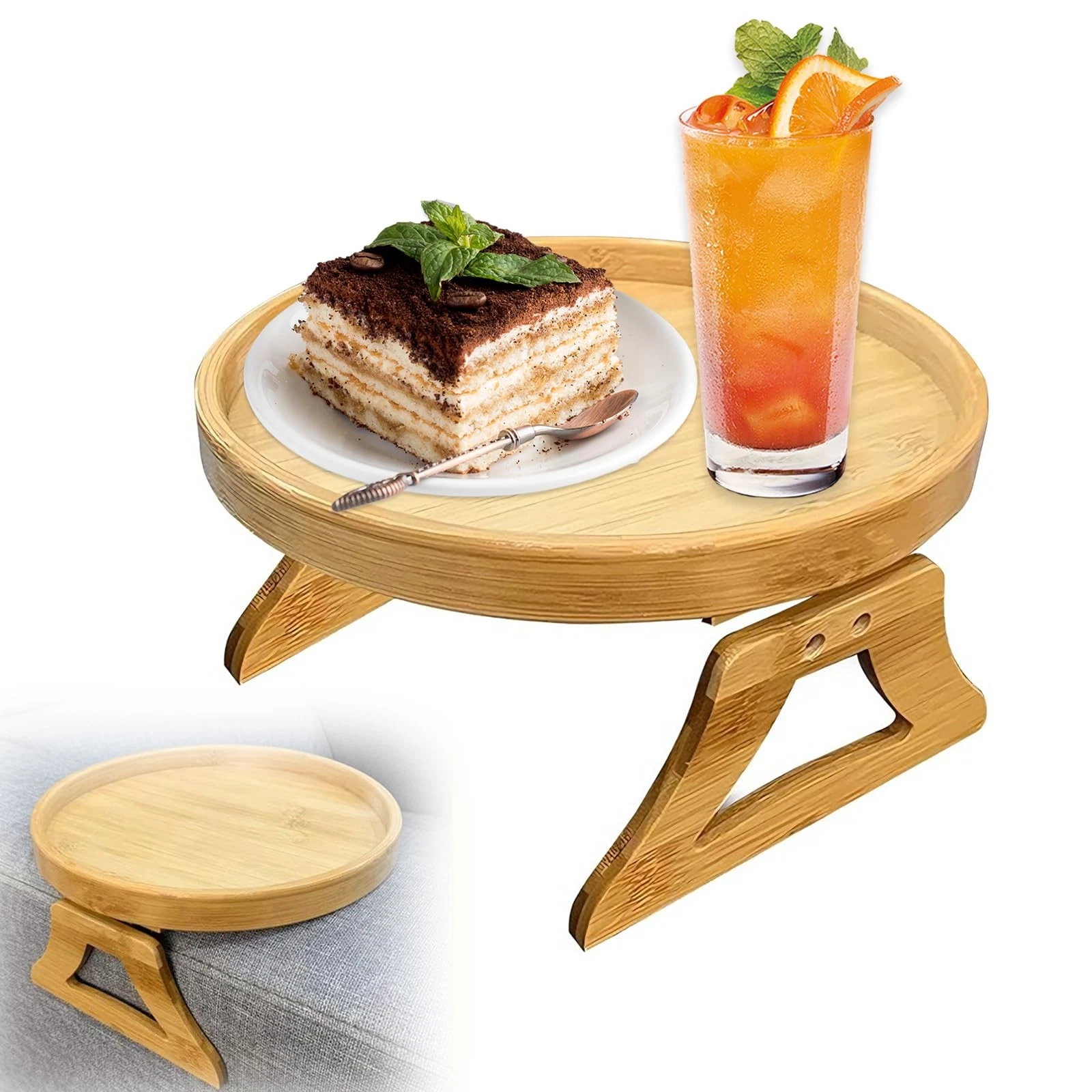 Sofa Tray Armrest, Bamboo Sofa Tray Armrest Table Folding Armrests T...