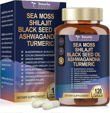 25-In-1 Sea Moss Black Seed Oil Ashwagandha Ginger Shilajit Supplement, Sea Moss