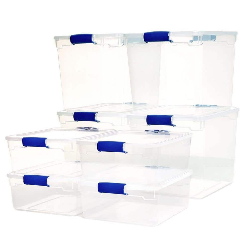 31 qt & 15.5 qt Clear Stackable Plastic Storage Containers 4-Pack Set