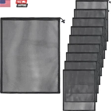 10 Pcs Mesh Drawstring Bag 16" X 20" with Cord Lock Closure, Durable Heavy Duty