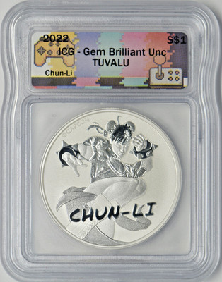 2022 Tuvalu $1 Silver Street Fighter Chun-Li - ICG Gem BU
