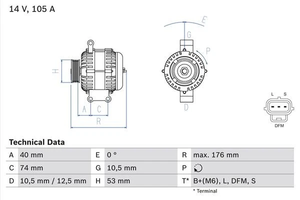 ALTERNATOR 0 986 042 790 FOR FORD TRANSIT/TOURNEO/Bus/Platform/Chassis/Van 2.0L - Image 2 of 4
