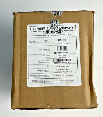 STENNER 45MHP2 METERING PUMP 100PSI/6.9BAR 120VAC/60HZ 1/4''