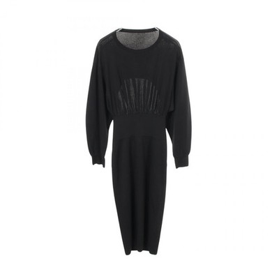 ALAIA Kleid hinten offen langarm Viskose schwarz #36 gebraucht Damen