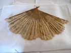 Antique 29 Strand Painted Wooden Fan with Lace