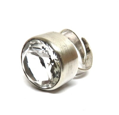 Modernist BEH Bengt Hallberg 925 Silber Ring mit Quarz - Schweden