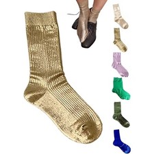 Metallic Silk Sock Metallic Elegant Luxury Shiny Metallicc Foil Novelty Glitter