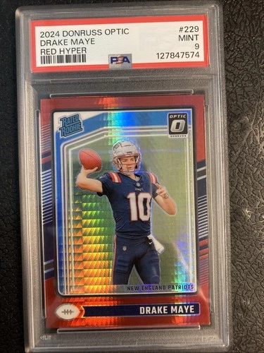 2024 Panini Donruss Optic #229 Drake Maye Rated Rookie Red Hyper PSA 9 RC