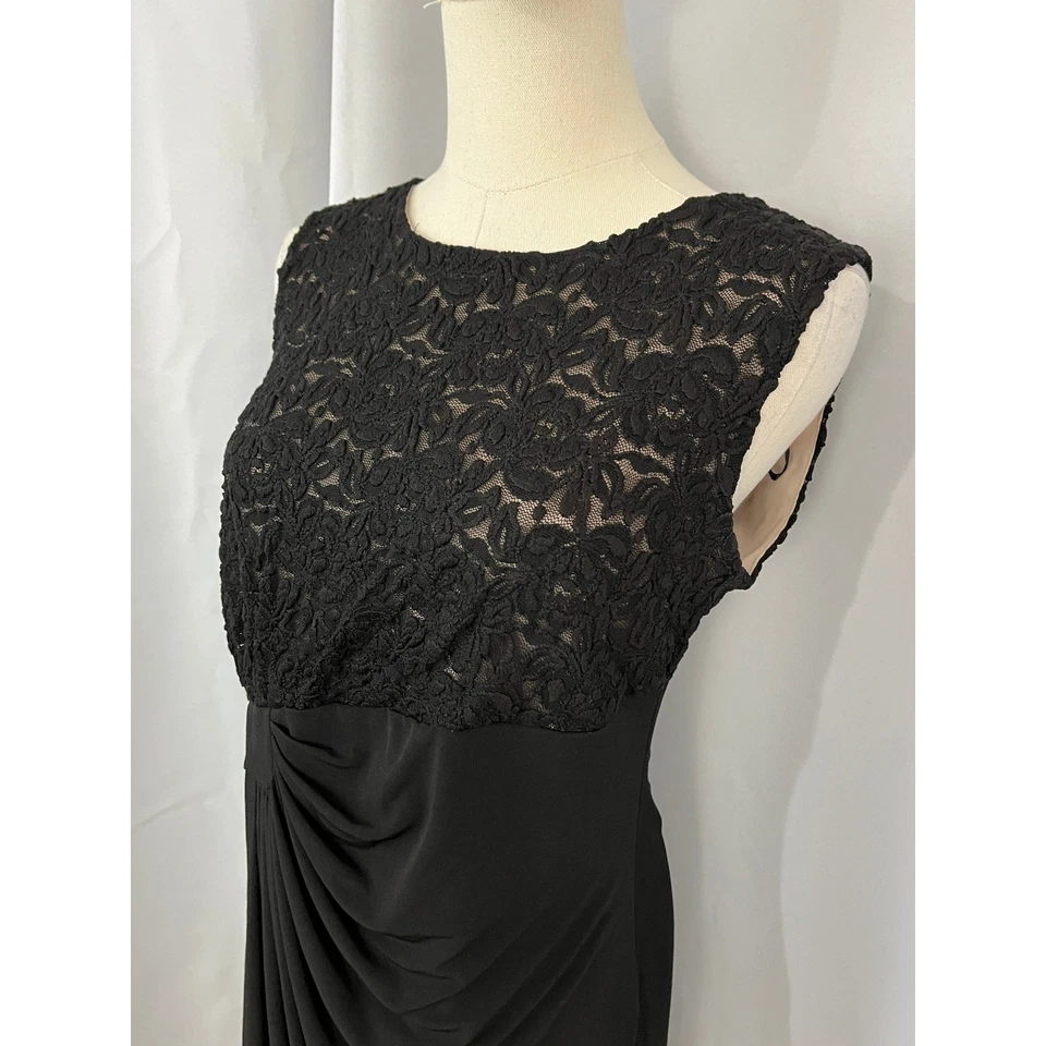 Vestido Vaina ENFOCUS STUDIO Negro Encaje Superpuesto Acanalado Talla 8 Foto 3 de 4