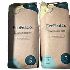 EcoPeaCo Bamboo Diapers for Sensitive Skin Size 5 Total Total 28 Count 27 lbs