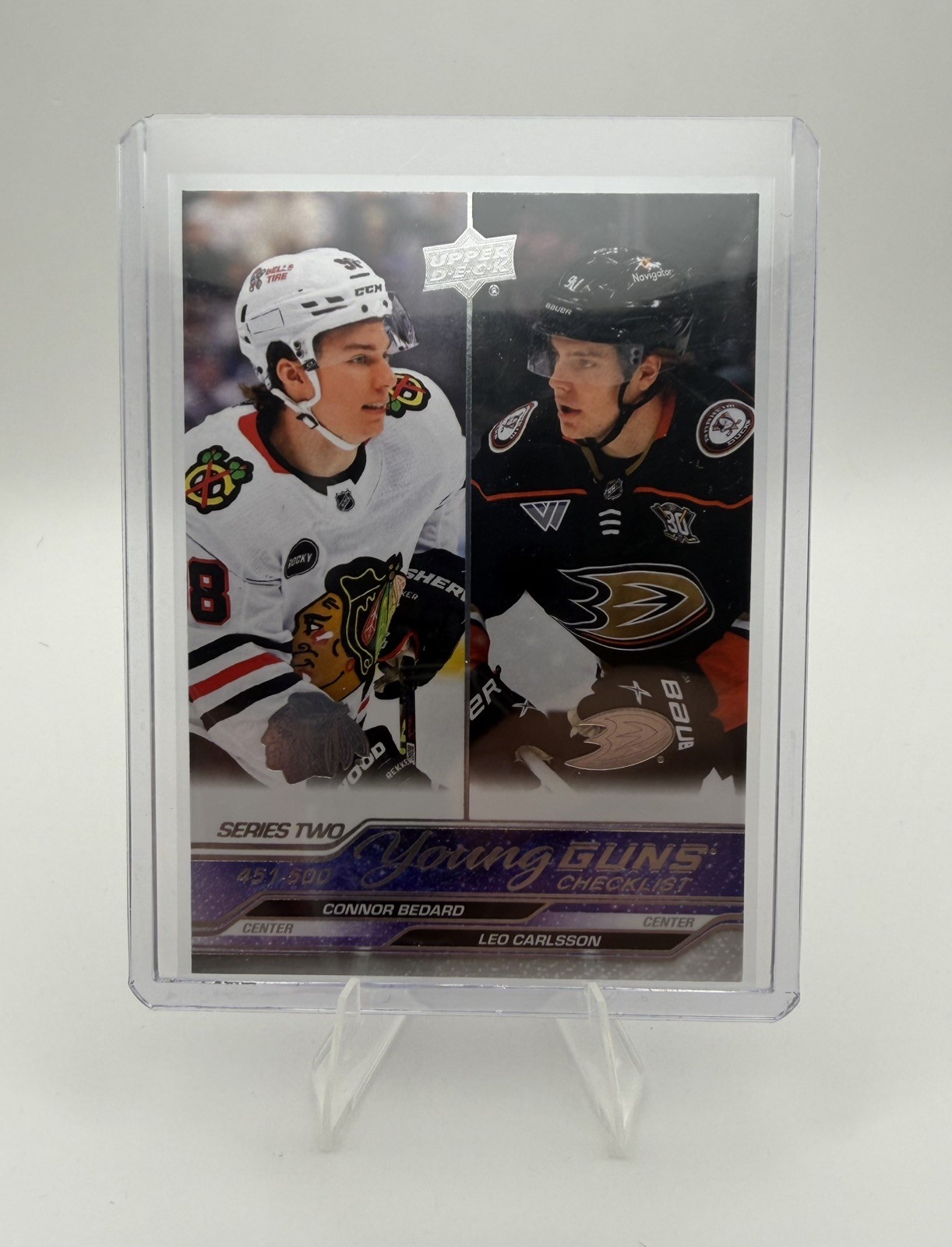 2023-24 UD Series 2 - Young Guns Checklist Connor Bedard, Leo Carlsson #500 (RC)