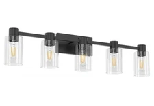 5-Light Modern Matte Black Bathroom Light Fixtures, Vanity Lights, Wall Sconce