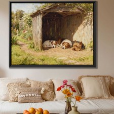 Rustic Dog Art Oil Painting Jack Russell Yorkie Canvas Print Living Room Decor