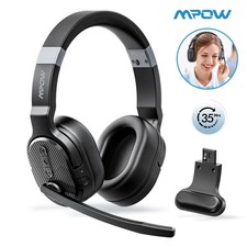 Mpow Trucker Bluetooth Headset Detachable Earpad Wireless Headphones w/ Mute Mic